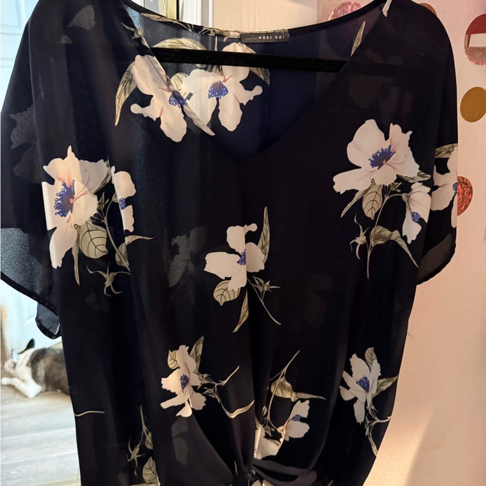 West Kei Black Floral Blouse